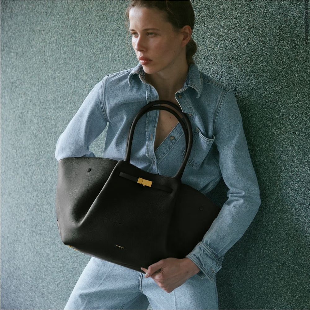 DeMellier Black Leather Tote Bag NWOT - Picture 1 of 7